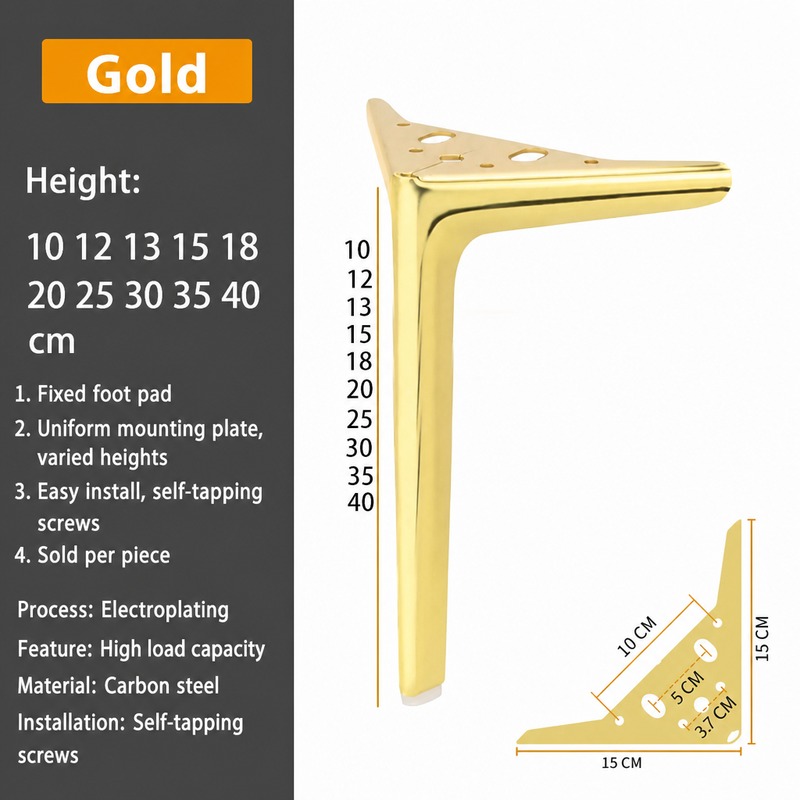 Semicircular Gold-Plated Metal Furniture Leg