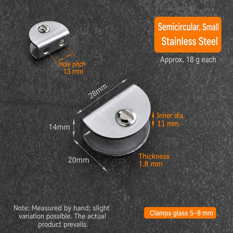 Semicircular Stainless Steel Glass Shelf Clamp