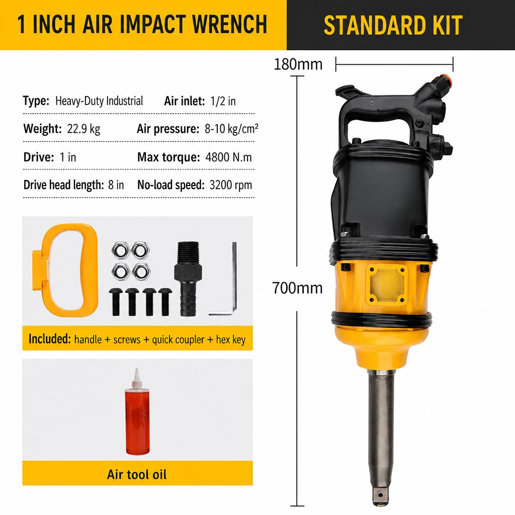 1 Inch Heavy-Duty Industrial Air Impact Wrench 4800 N.m