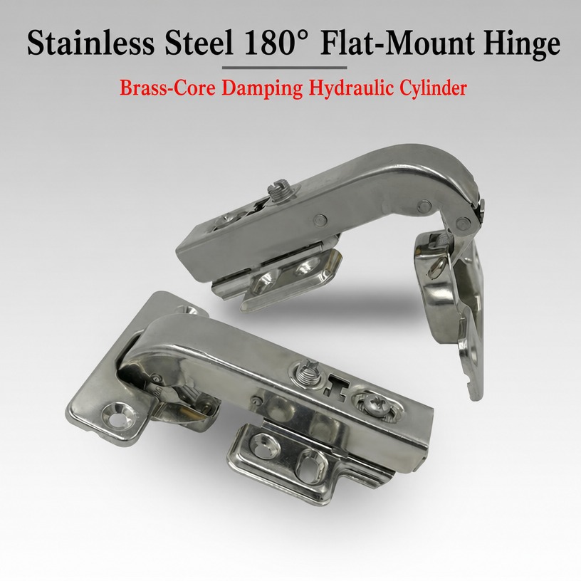 304 Stainless Steel 180-Degree Flat-Mount Damping Hinge