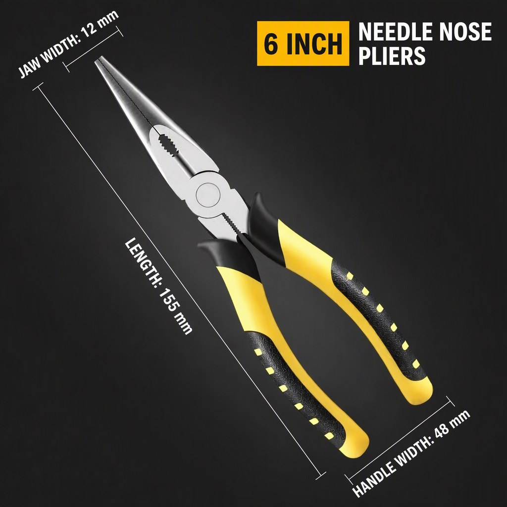 6 Inch Needle Nose Pliers (Carbon Steel, 155 mm)
