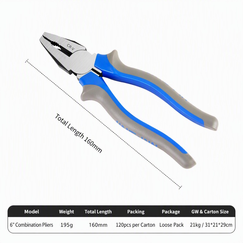 6-Inch Combination Pliers (160mm, Drop-Forged CR-V)