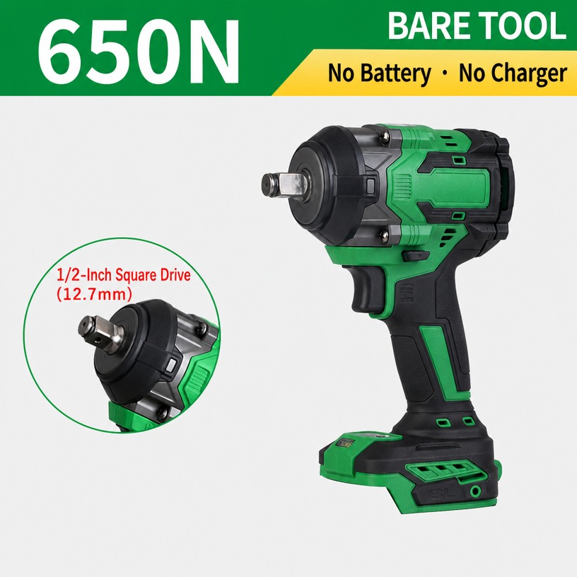 Brushless Cordless Impact Wrench, 650 N.m (Bare Tool, 1/2 inch Drive)