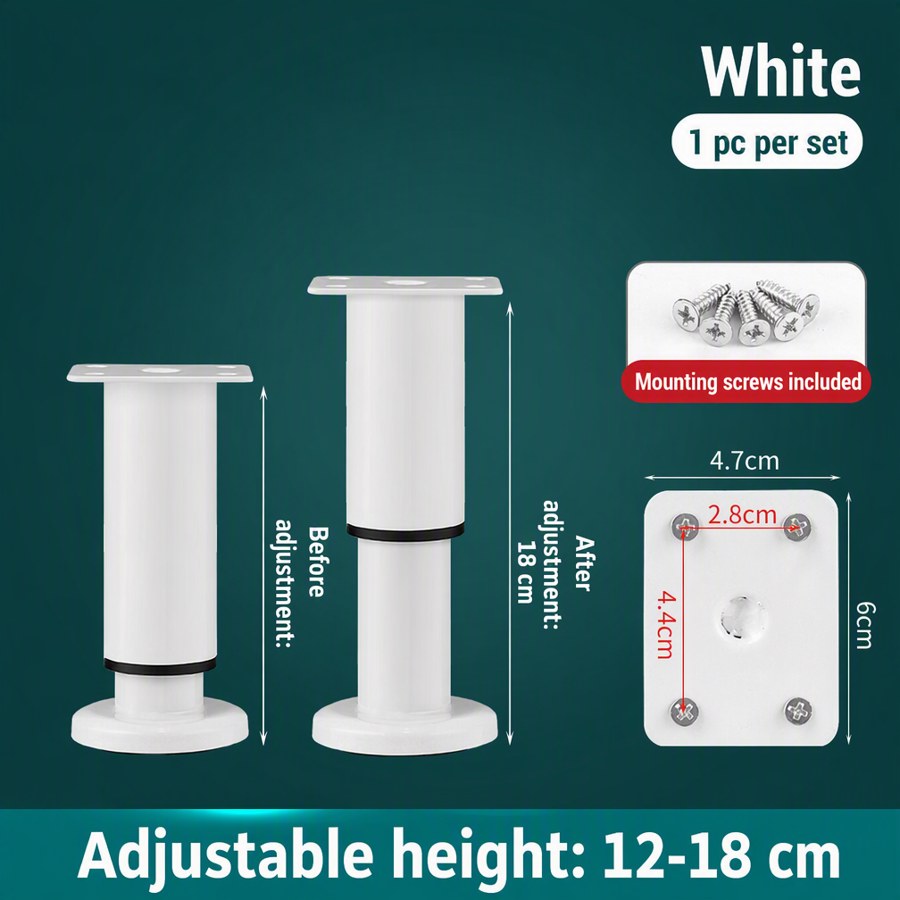 Adjustable Furniture Support Leg (12-18 cm, White)