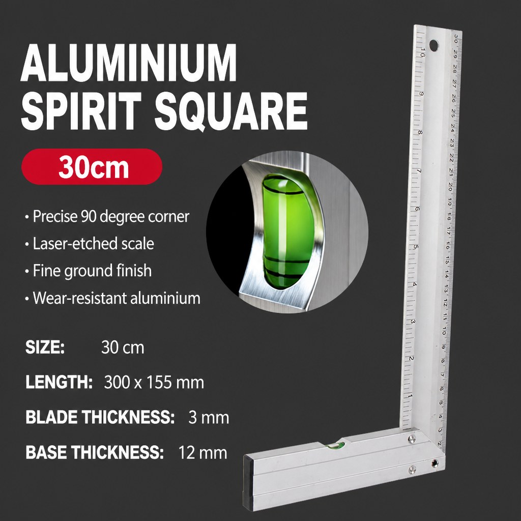 Aluminium Carpenter Square 300 mm with Spirit Level
