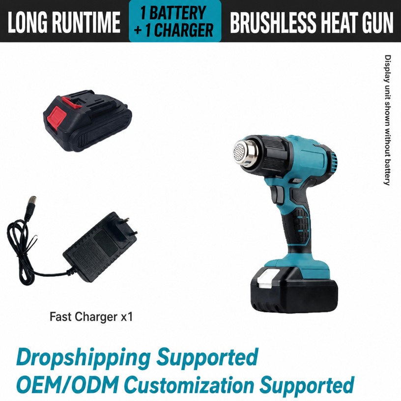 Cordless Heat Gun with Digital Temperature Display (18V, 1 Battery)