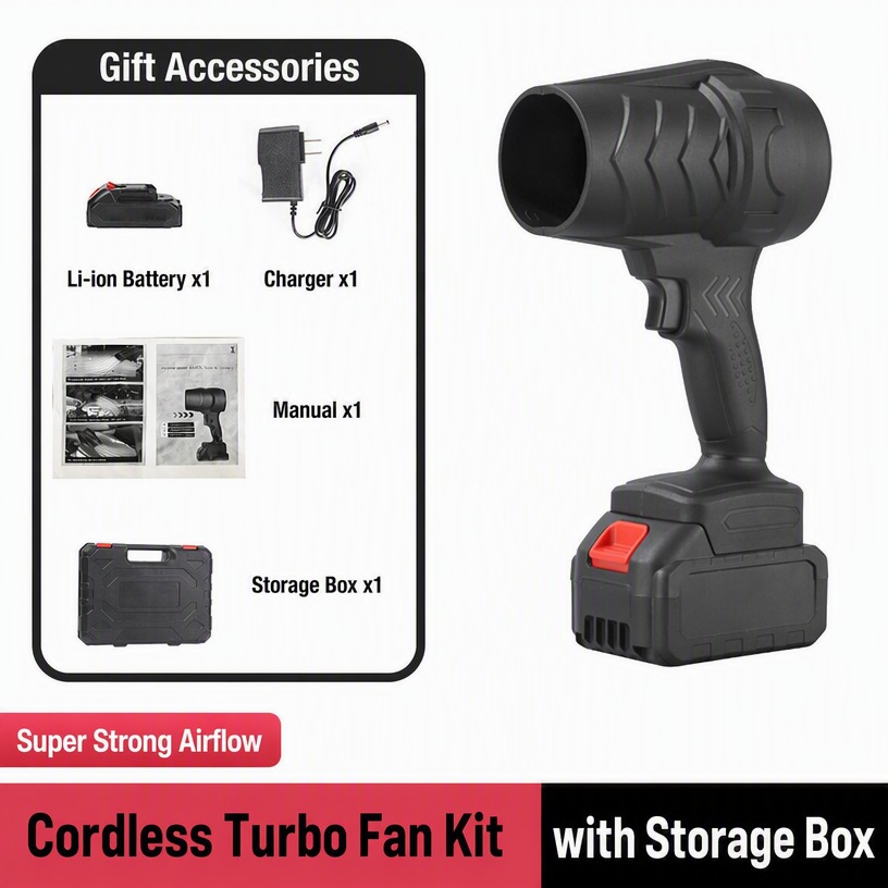 Cordless Turbo Fan Blower Kit (with Battery, Charger & Storage Box)