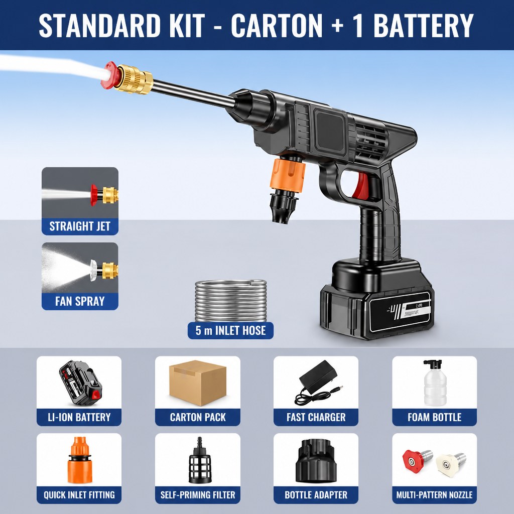 Cordless Pressure Washer 21V (8 L/min, Kit)