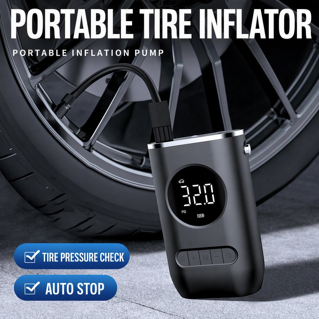 Portable Cordless Tire Inflator with Digital Gauge