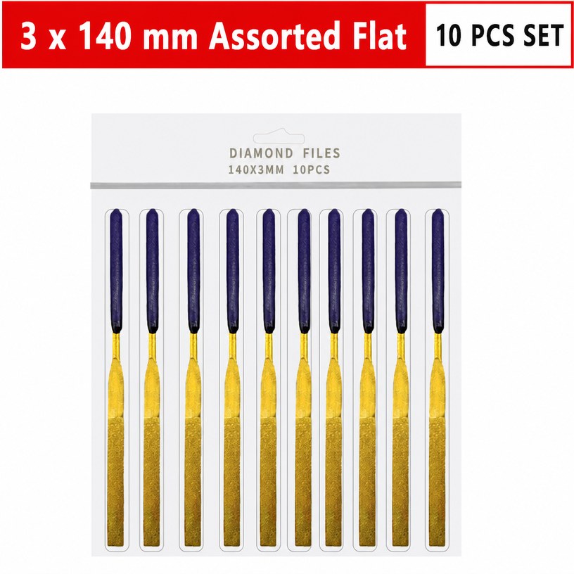 Diamond File Set (10 Pcs, 140 x 3 mm)