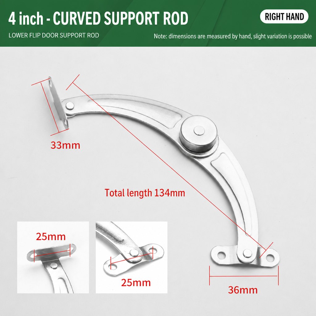 4 Inch Curved Folding Lift-Up Cabinet Door Support Rod