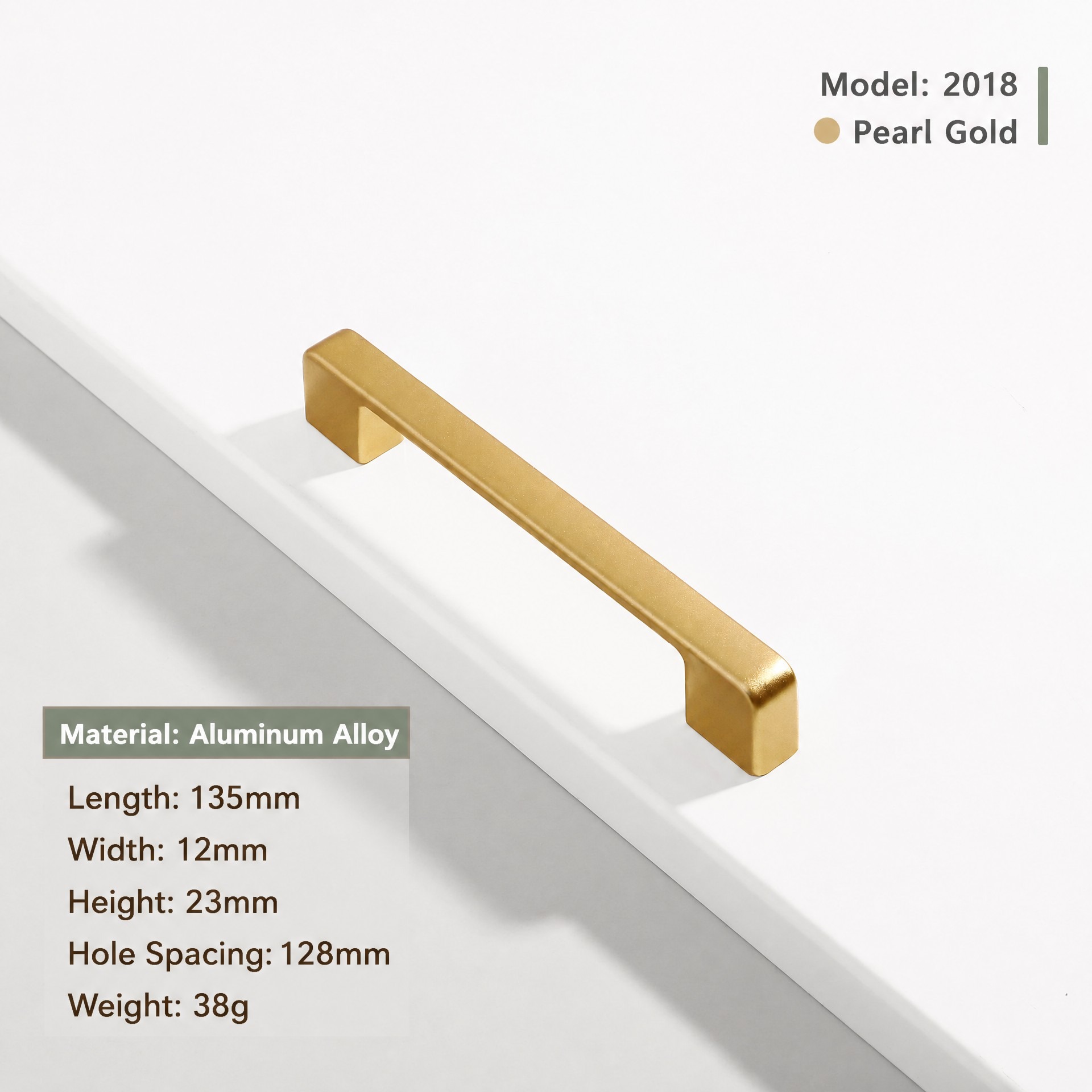 Gold Anodized Aluminum Long Cabinet Pull (135mm)