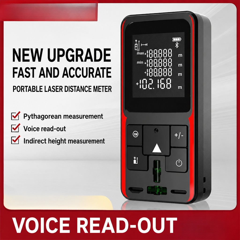 Handheld Laser Distance Meter 40 m with Dual Bubble Levels