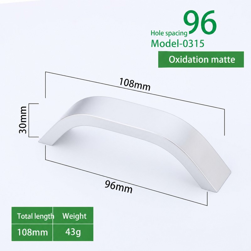 Anodized Matte Aluminum Arched Bow Cabinet Pull