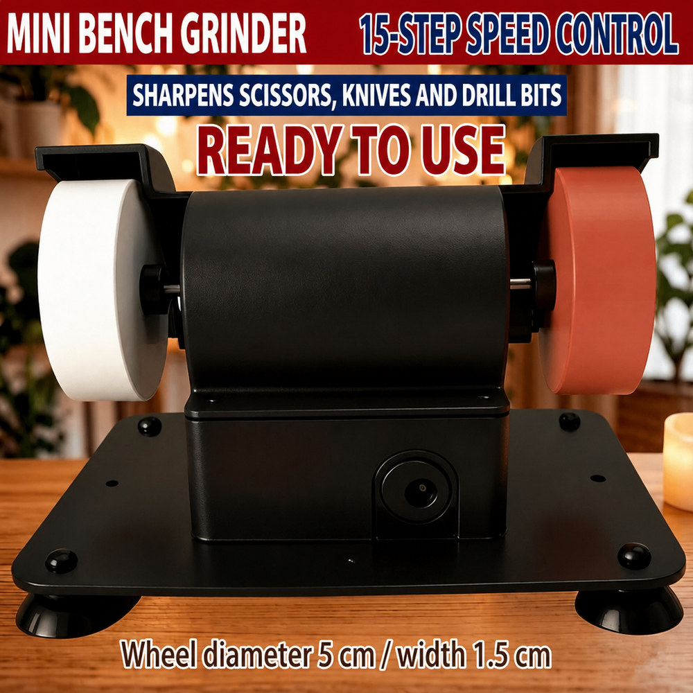 Mini Bench Grinder with 15-Step Speed Control