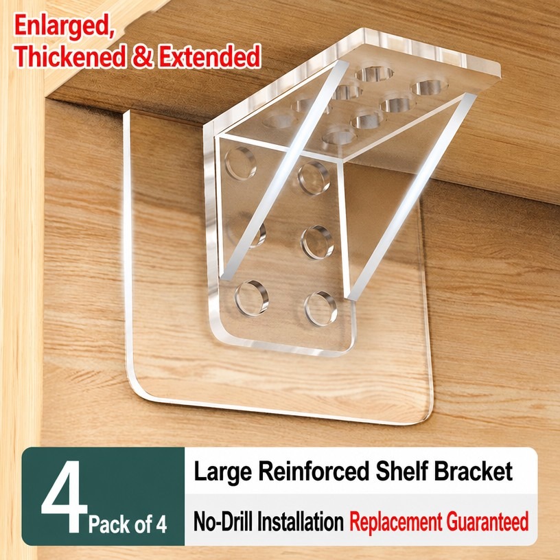 No-Drill Heavy-Duty Shelf Bracket (Adhesive, Pack of 4)