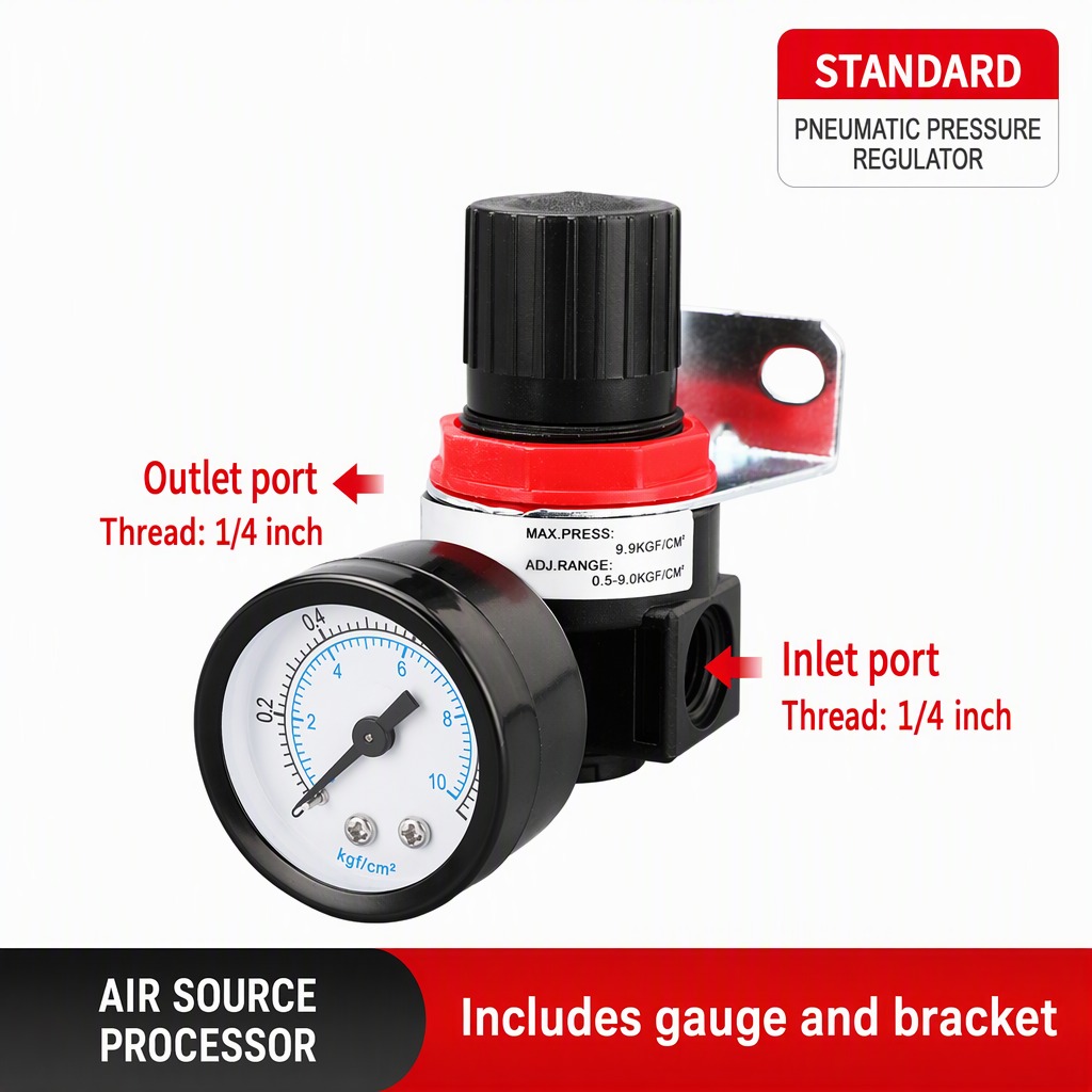 Pneumatic Air Pressure Regulator with Gauge (1/4 inch)