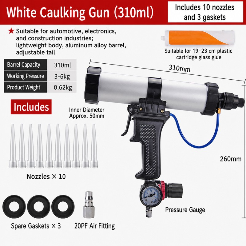 Pneumatic Caulking Gun 310 / 400 / 600 ml with Regulator