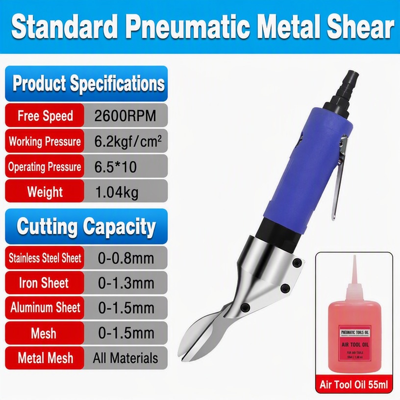 Pneumatic Metal Shear (2600 RPM, Sheet Metal Cutter)
