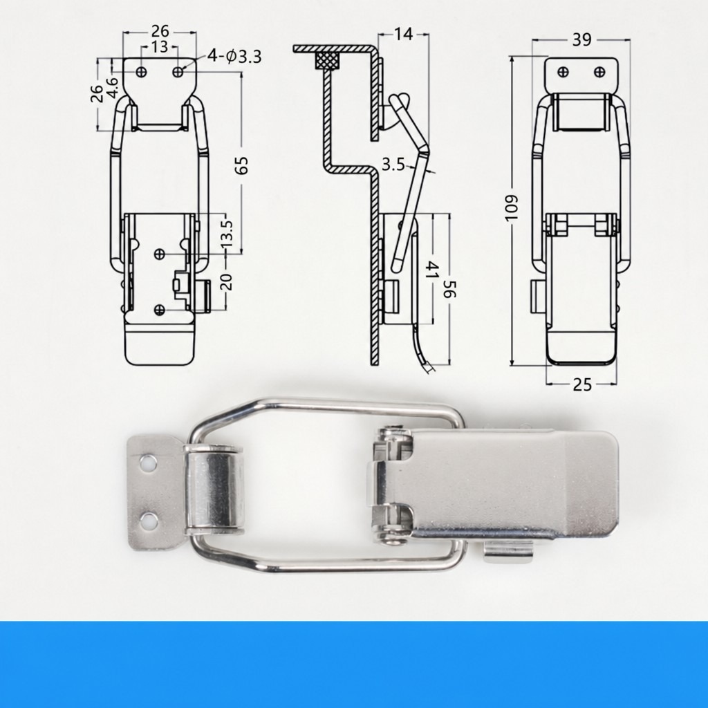 304 Stainless Self-Locking Latch (Button Type)