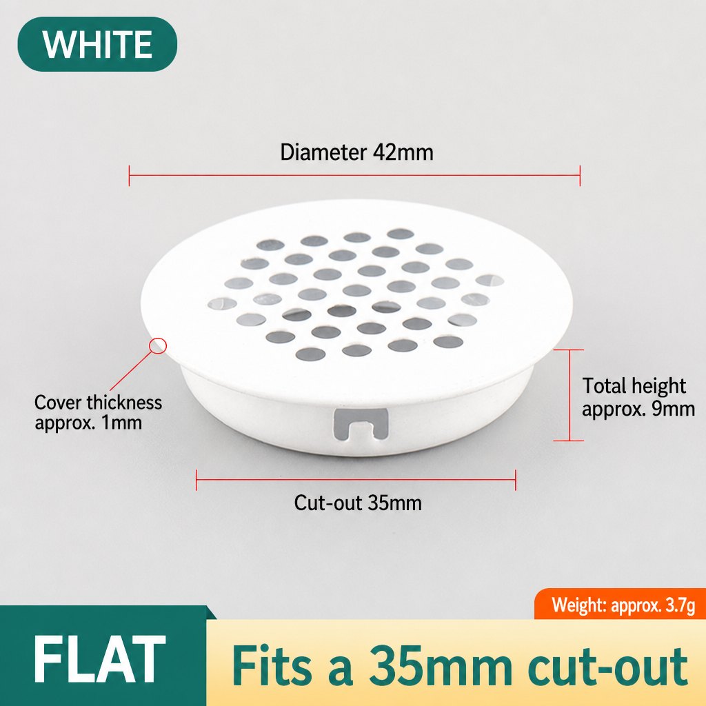 42 mm Round Cabinet Vent Hole Cover for 35 mm Cut-Out