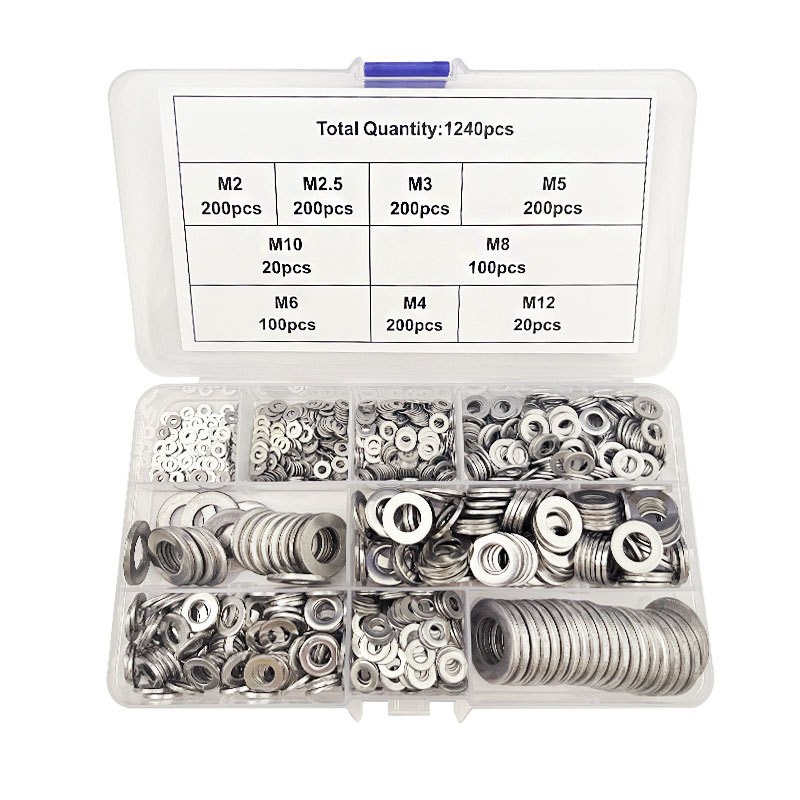 304 Stainless Washer Assortment Kit (1240 pcs, M2 - M12)