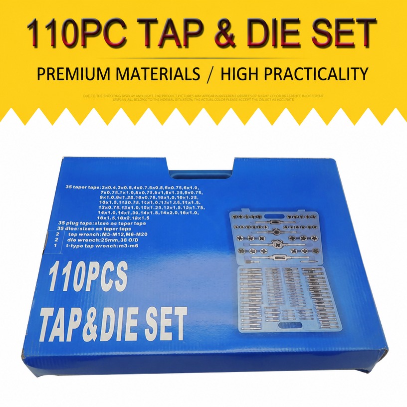 110-Piece Metric Tap and Die Set (Bearing Steel, Case)