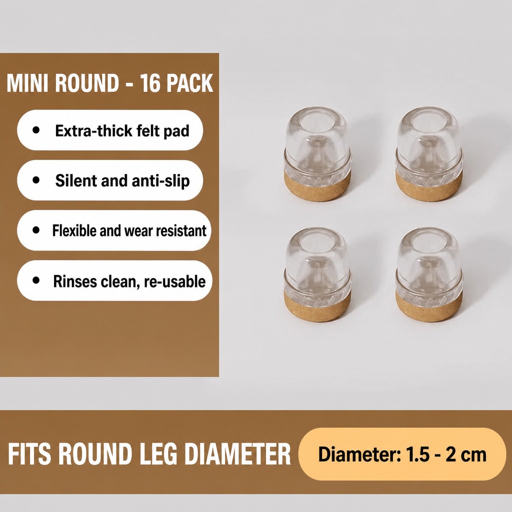 TPE Furniture Leg Floor Protectors (Round, 16-Pack)