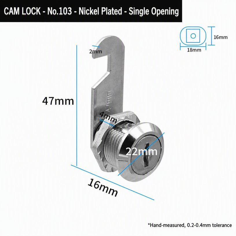 Zinc Alloy Cabinet Cam Lock No.103 (Nickel Plated)